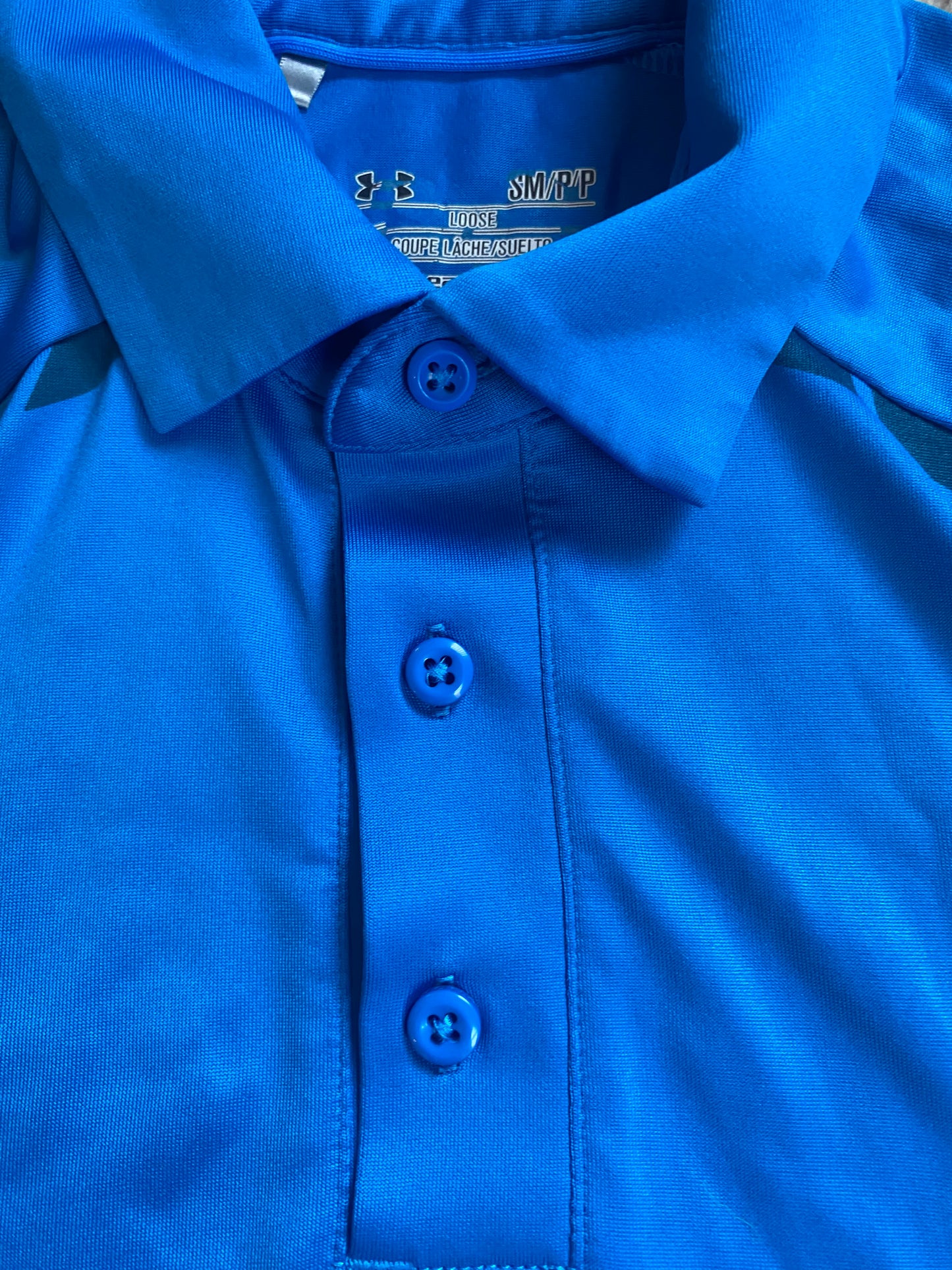 UNDER ARMOUR Mens Loose Fit Golf Polo Shirt Light Blue Size Small