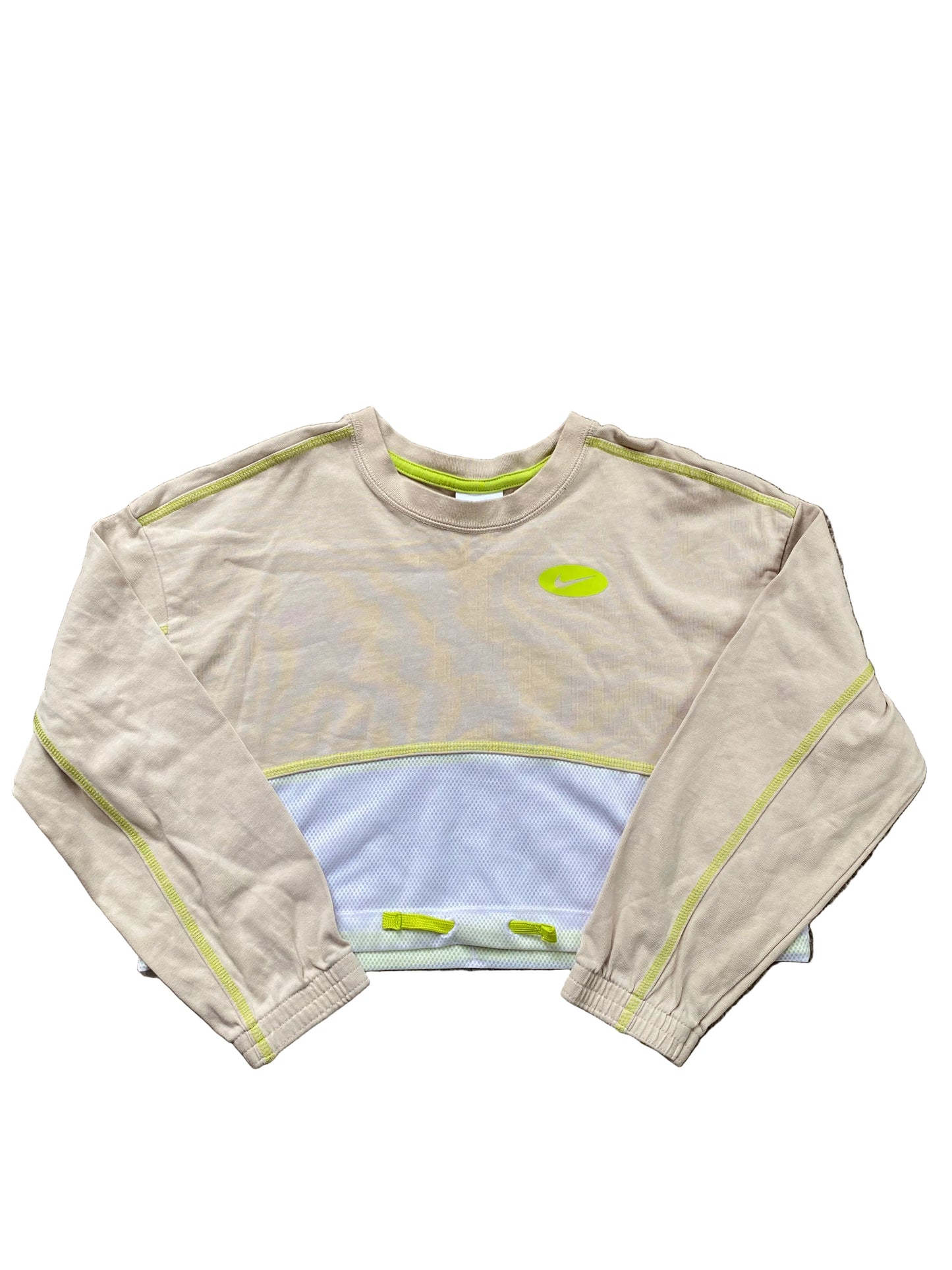 NIKE Girls Beige and White Cropped Sweatshirt Age 8-10