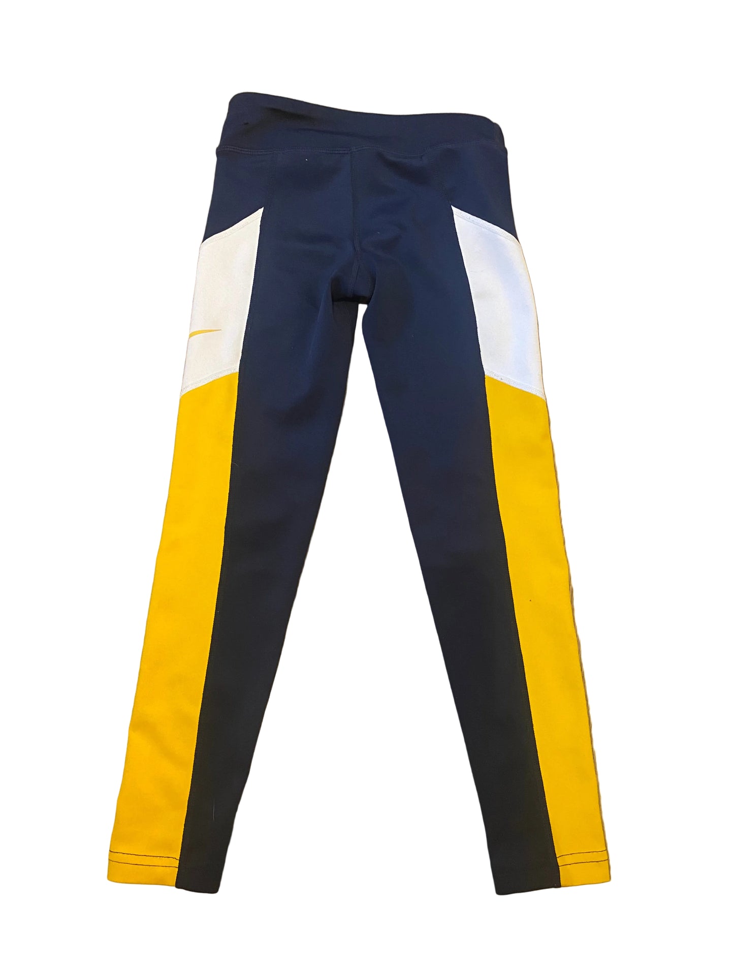 NIKE Dri Fit Girls Navy and Yellow Leggings Age 7-8