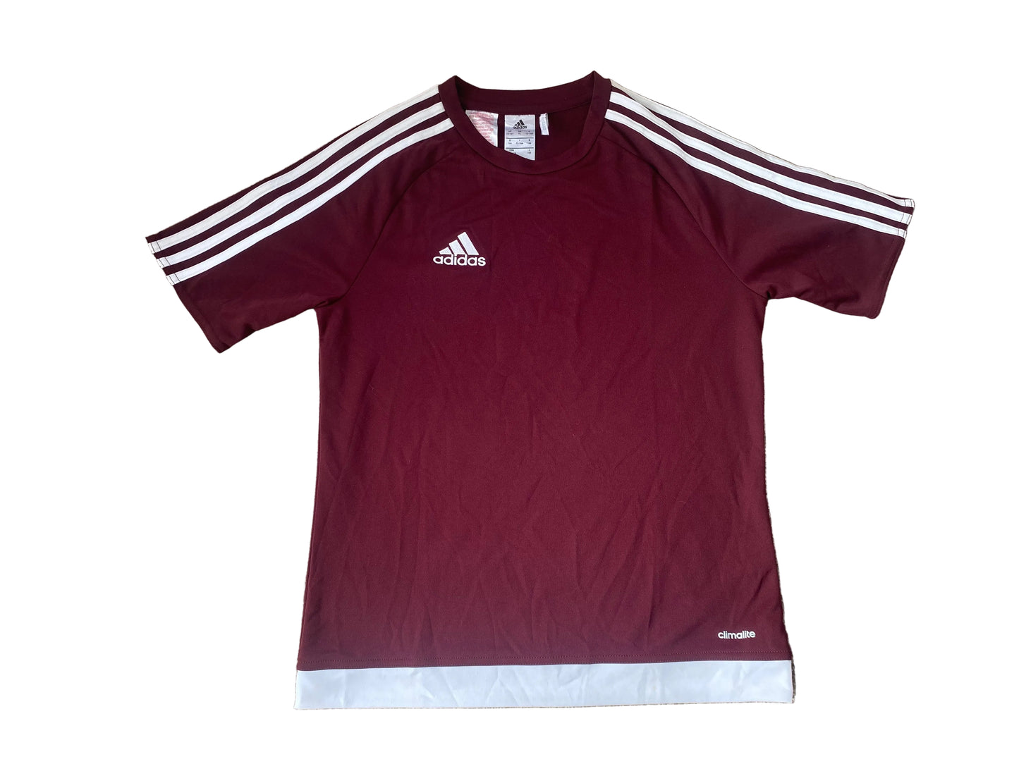 ADIDAS Boys Burgundy Climalite T-Shirt Age 13-14