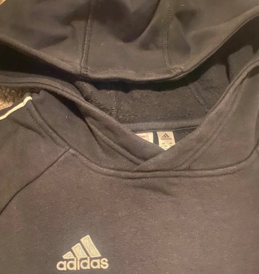 ADIDAS Boys Black Hoodie Age 11-12
