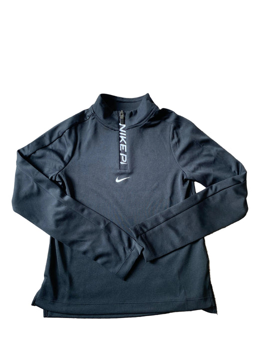 NIKE PRO Dri Fit Black 1/4 Zip Girls Long Sleeved Top Age 10-12