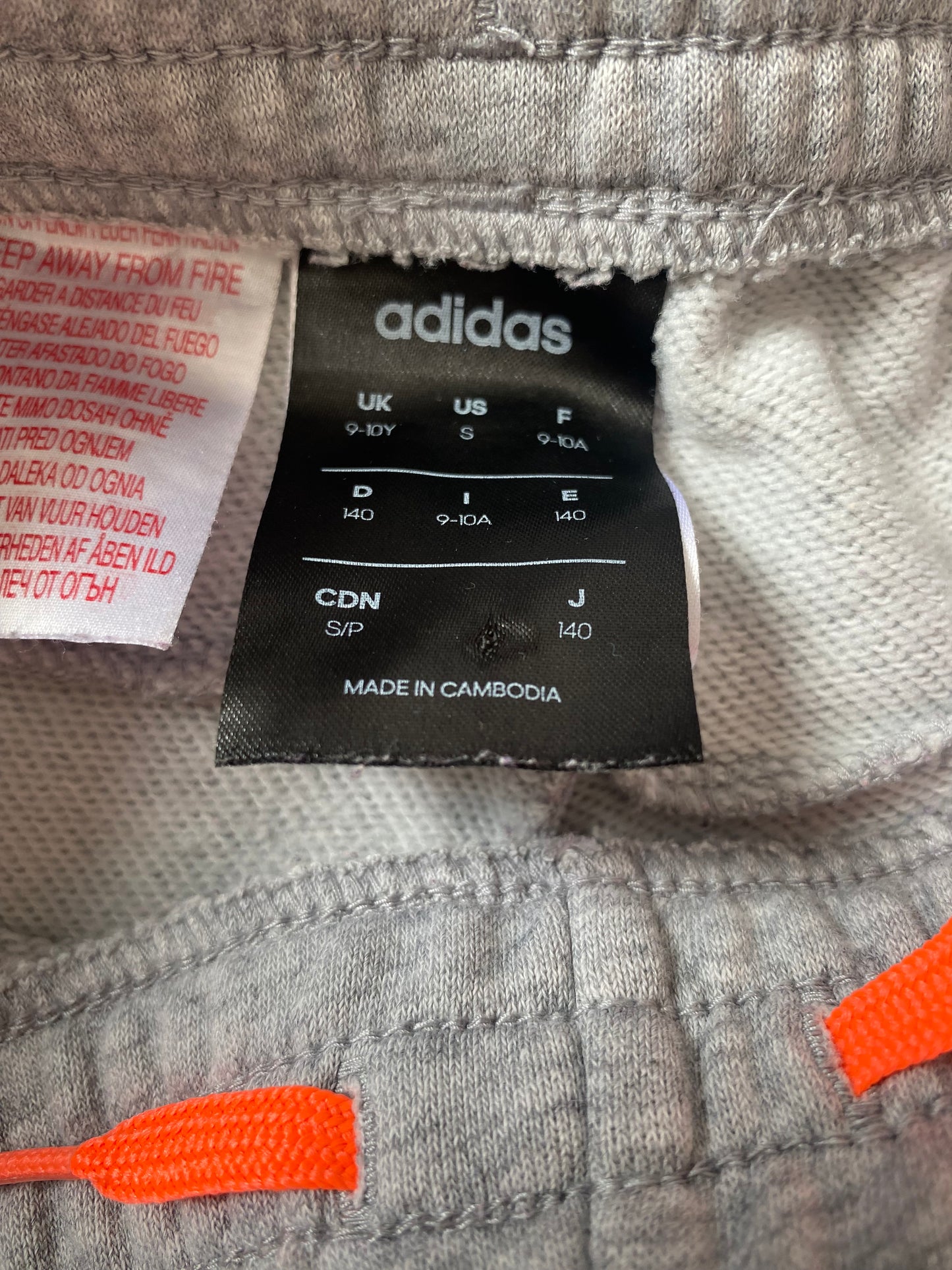 ADIDAS Girls Grey and Orange Shorts Age 9-10