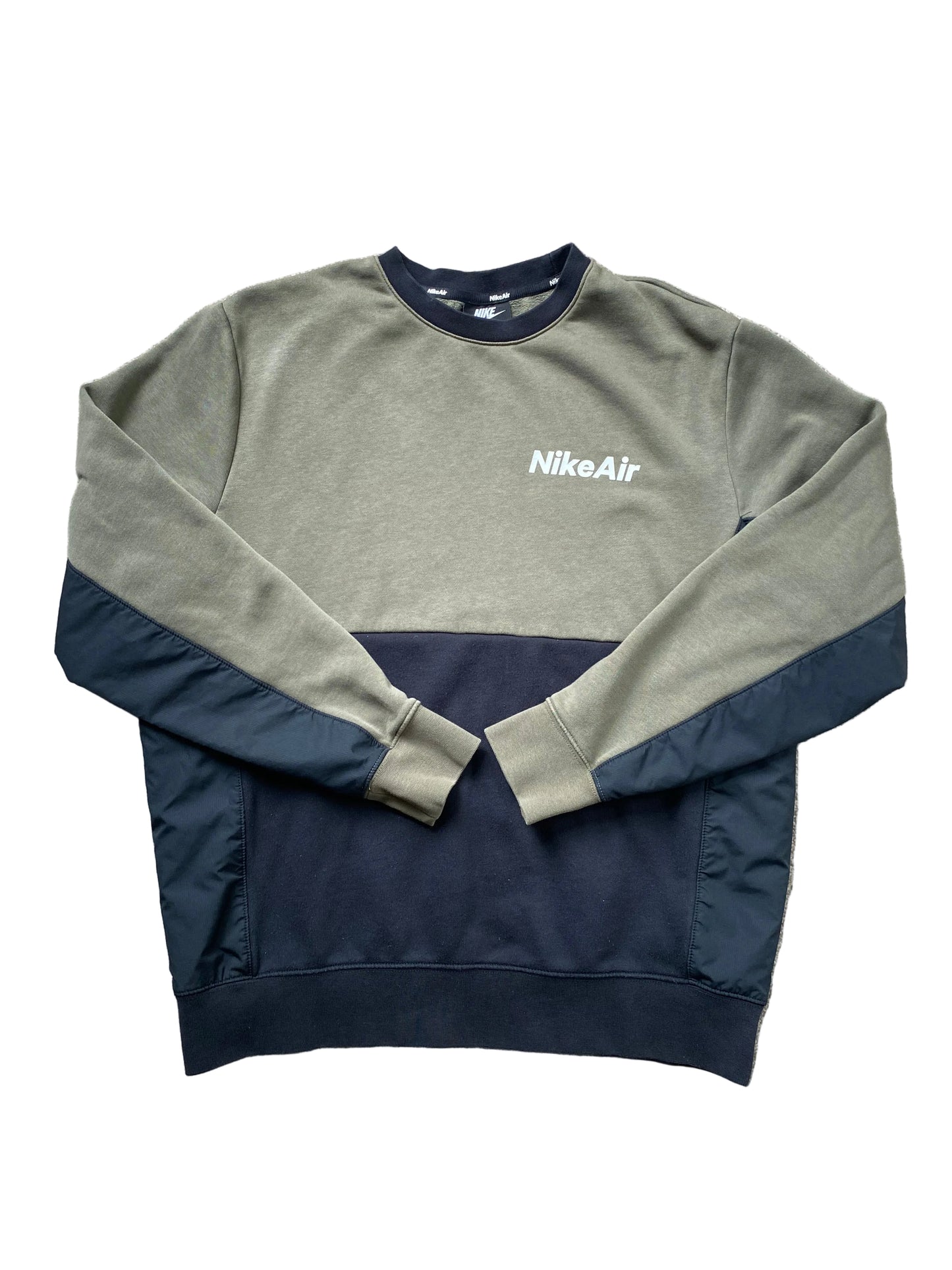 NIKE AIR Mens Khaki Green and Black Sweatshirt Medium