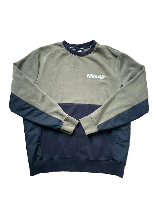 NIKE AIR Mens Khaki Green and Black Sweatshirt Medium