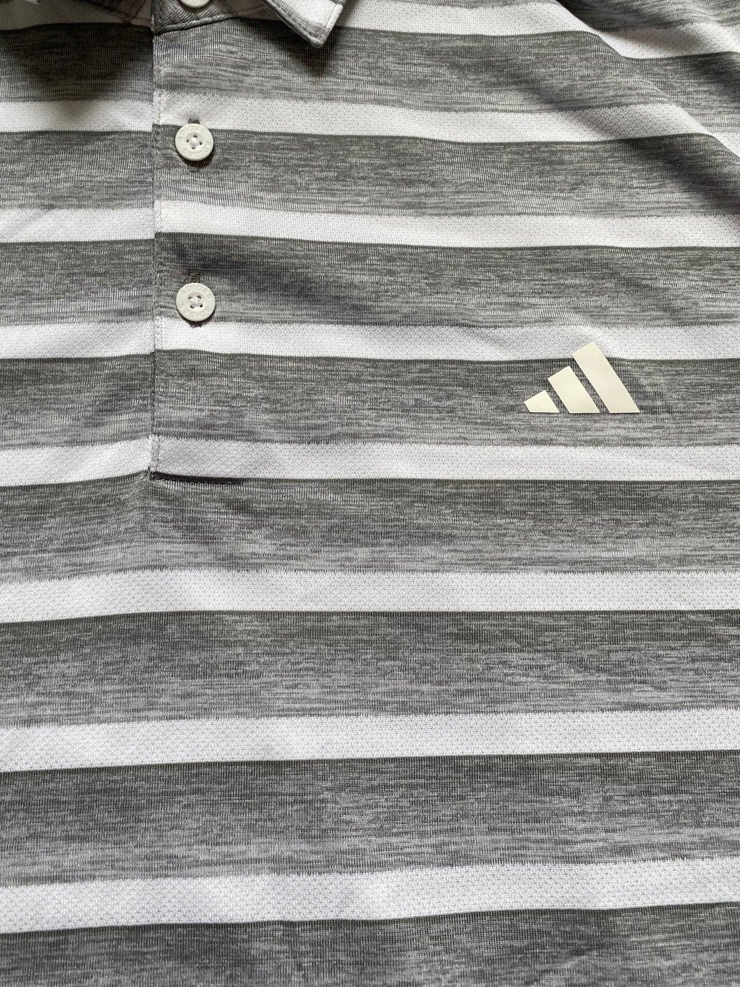 ADIDAS Mens Grey and White Striped Breathable Polo Shirt XL