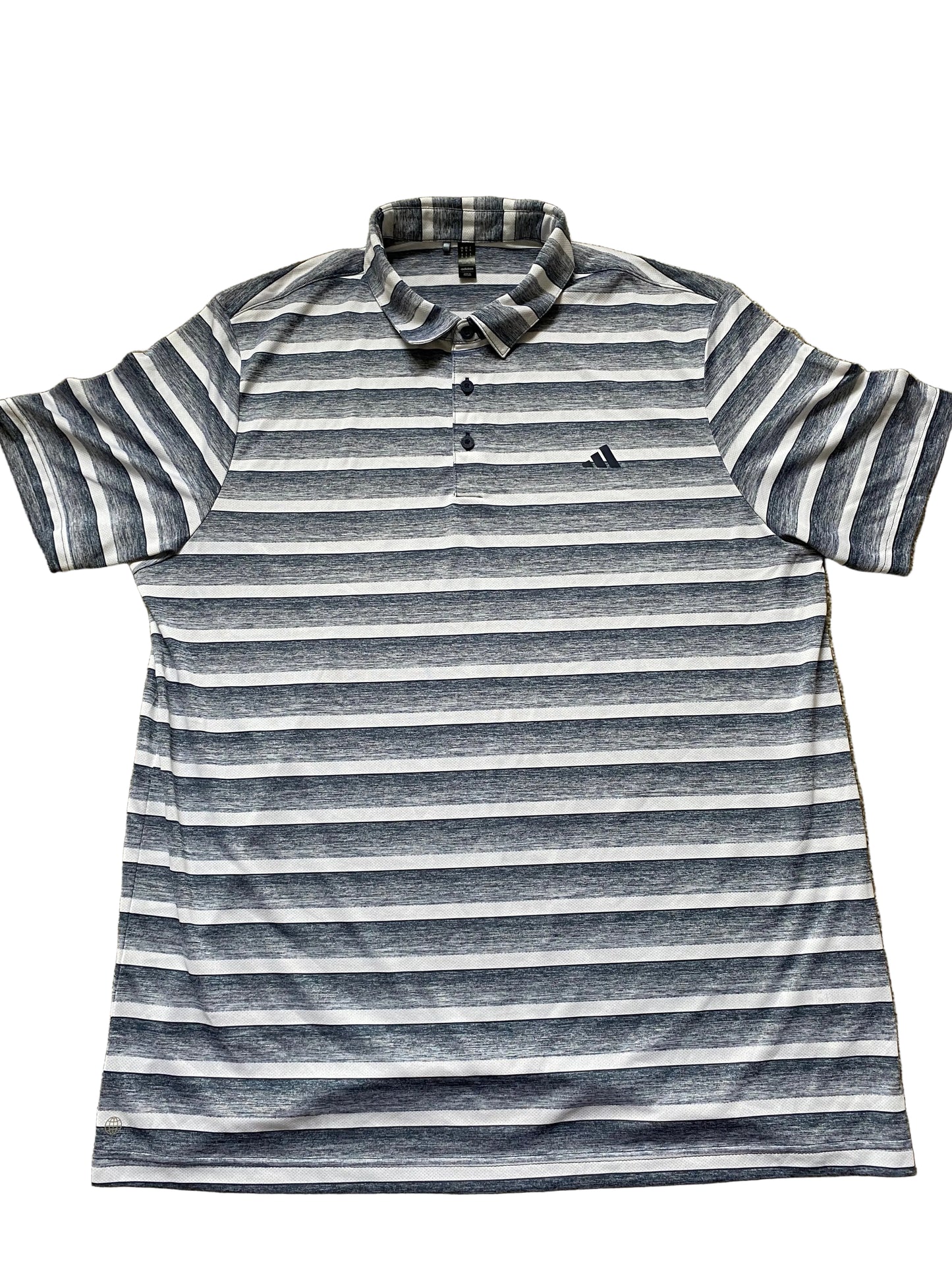 ADIDAS Mens Navy and White Striped Breathable Polo Shirt XL