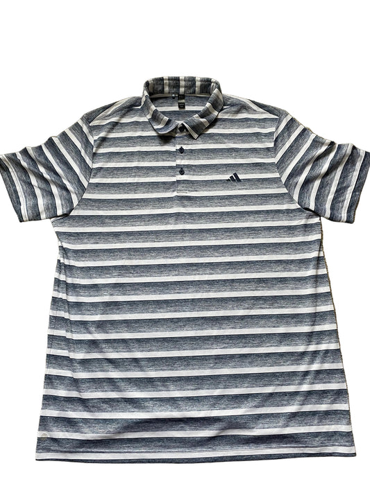 ADIDAS Mens Navy and White Striped Breathable Polo Shirt XL