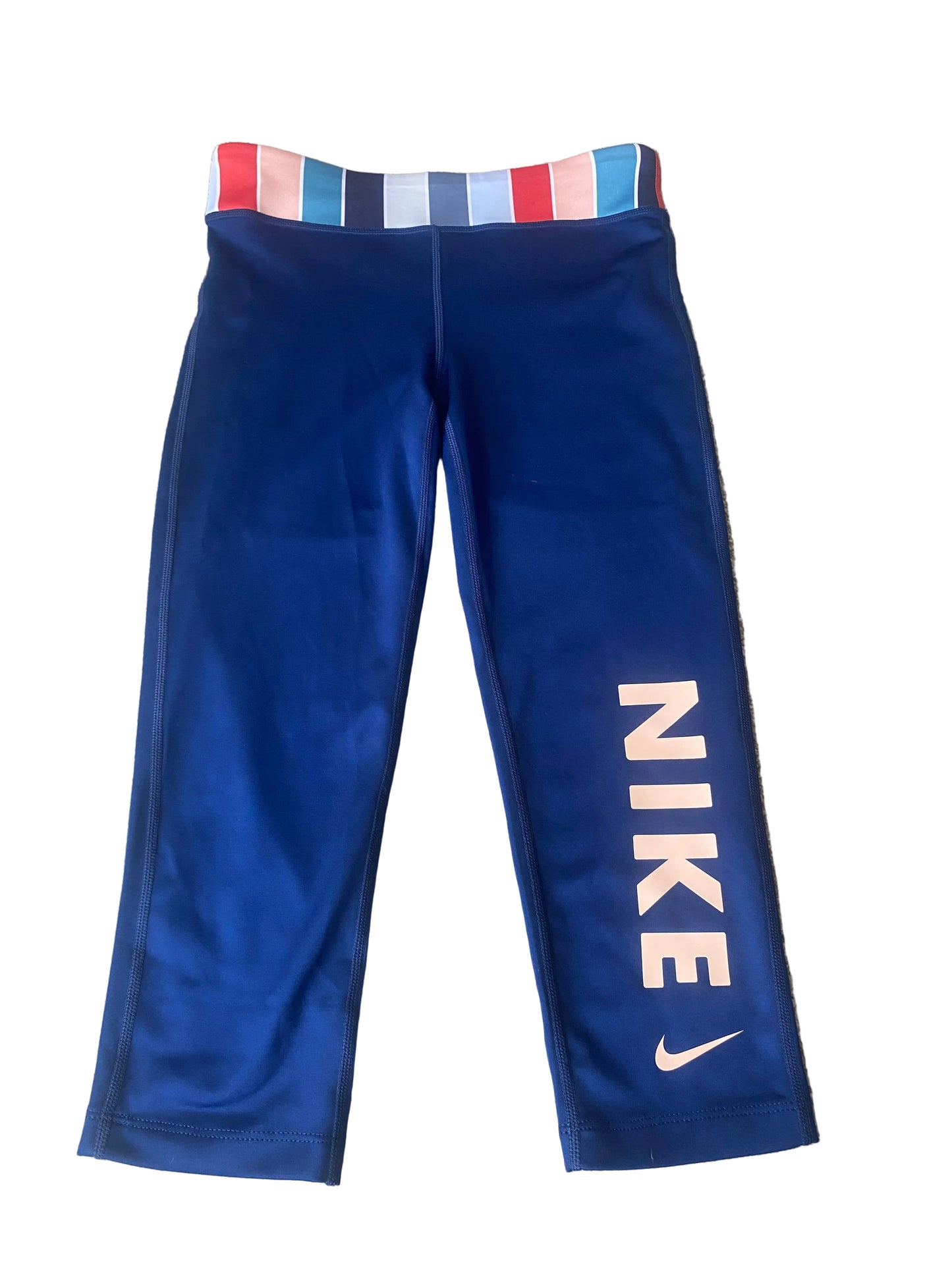 NIKE Dri Fit Navy 3/4 Girls Leggings Age 10-12